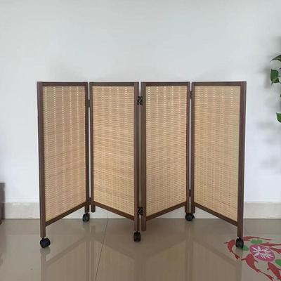 屏风折叠移动带滑轮竹编幼儿园小屏风玄关隔断宠物围栏区角矮折屏