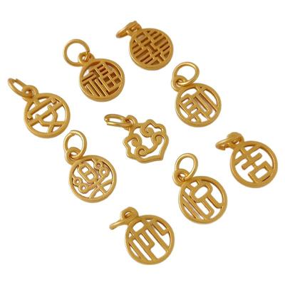 包金古法吊饰手工如意锁