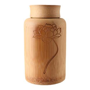 复古禅意莲花咖啡瓜子花生干果糖零食密封防潮储存茶叶罐竹筒盒子