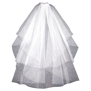 新娘轻婚纱发光小头纱女童超仙森系领证网红拍照道具蝴蝶结头饰