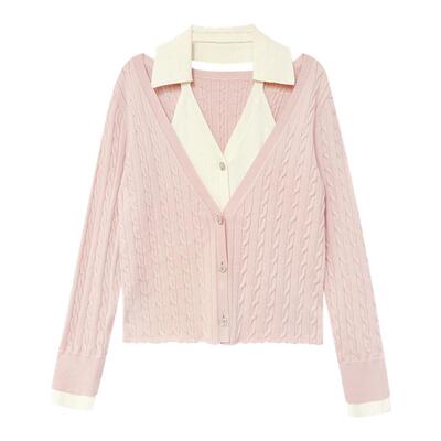 FLONAKED 秋冬新款锁骨领假两件针织衫毛衣银泰百货 300170