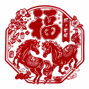 2026马年窗花新年装饰静电贴植绒过年福字门贴新款剪纸春节窗贴纸