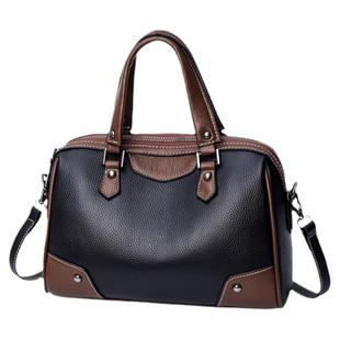 女式包包2025年新款时尚撞色波士顿女包真皮手提包单肩斜挎枕头包