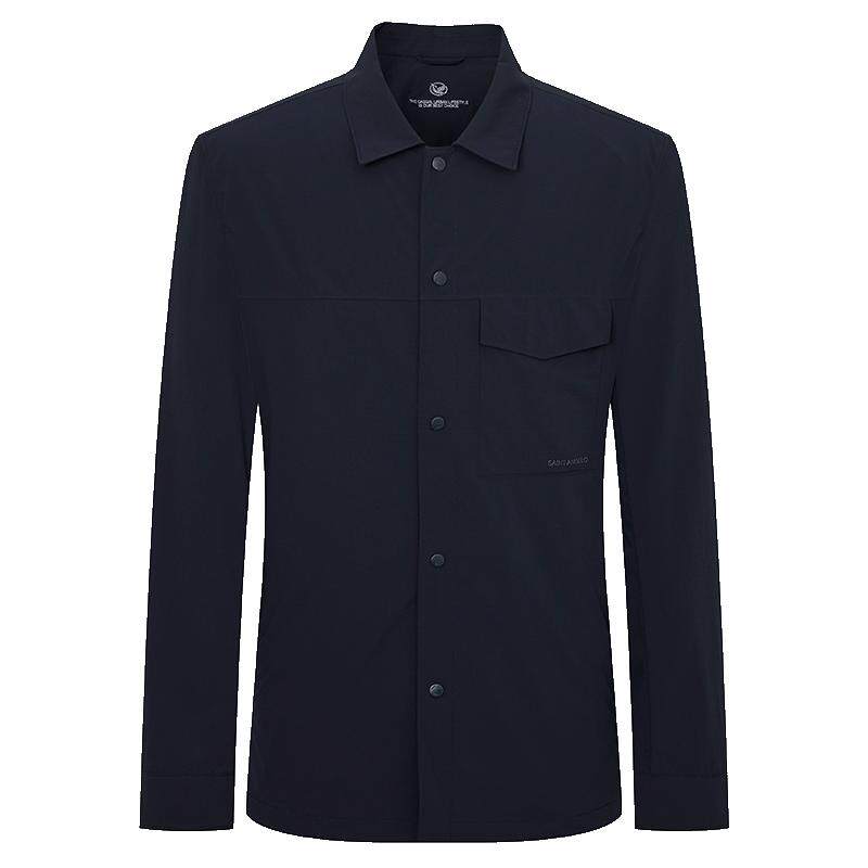 报喜鸟春季新款男士商务休闲衬衫款夹克薄款翻领上衣纯色通勤外套