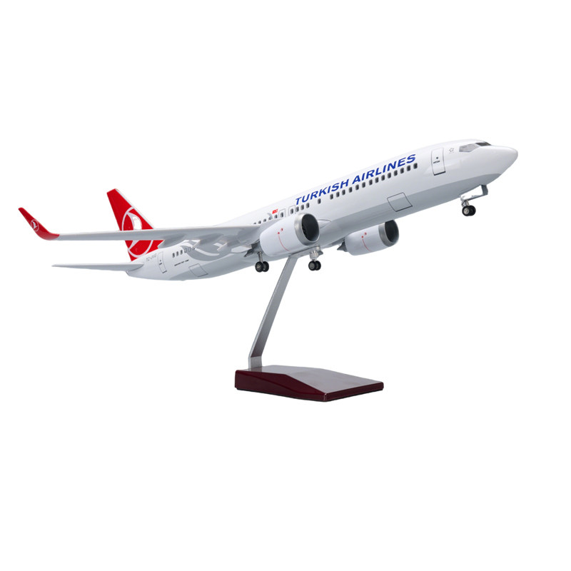 带灯47cm土耳其航空仿真飞机模型737客机摆件收藏TurkishAirlines