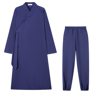 斜襟三清领道袍武当太极服道士装长褂长衫三宝领长袍乾坤居士服装