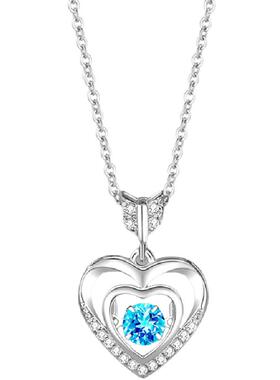 倾心之恋足银项链跳动的心吊坠女