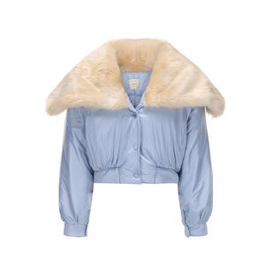 AtelierMissLu【晴空飞行家】2024秋冬仿皮草毛领短款棉服外套