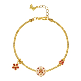 潮宏基盘缠金黄金手链足金手饰古法轻奢高级感时尚情人节礼物 卟