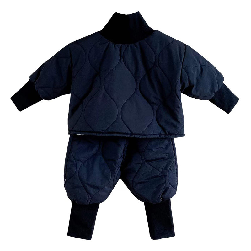 婴儿棉服套装冬季高领外出服男女宝宝韩版加绒保暖夹棉衣服两件套
