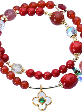 晶柜时尚女性属龙本命年红色手链