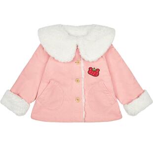 千趣会童装儿童仿羊羔毛男女童宝宝灯芯绒两面穿外套