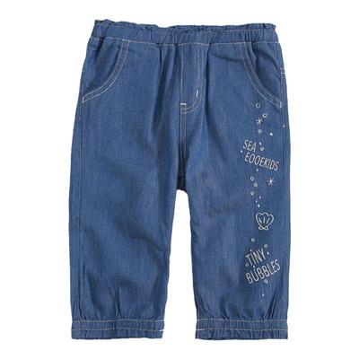 非常小鱼81276女童七分牛仔中裤薄款宽松2021新款夏装正品100-140