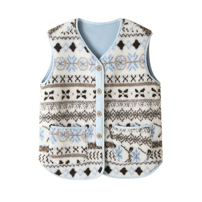 费尔岛皮毛一体羊羔绒马甲短外套女秋冬2025减龄保暖叠穿背心上衣