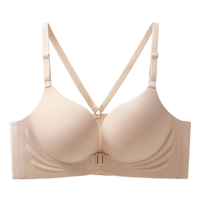 夏季小胸聚拢上托前扣内衣女士美背收副乳防下垂无痕无钢圈文胸罩