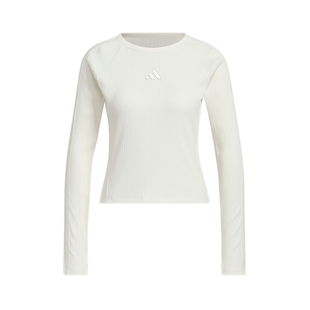 adidas阿迪达斯女子三条纹舞动系列运动休闲修身长袖T恤 KB7754