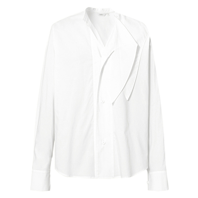 伊芙丽解构时尚设计感天丝棉不易皱衬衫女2025春季新款白色上衣