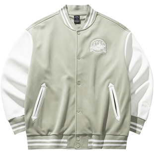 安踏美式棒球外套女秋冬季复古撞色加绒拼接外套上衣152448702N