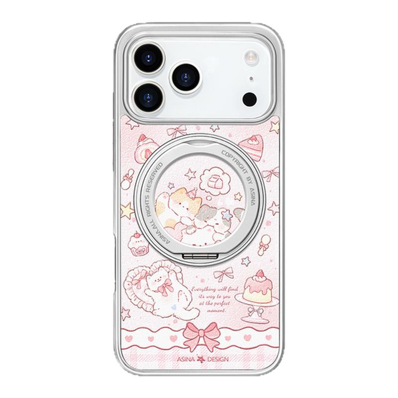 糕点小猫适用苹果17Promax手机壳新款iPhone16Pro磁吸带支架保护套Co2支点ip15可爱高级感14好看13pm全包女生