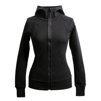 秋冬运动风加绒加厚连帽短外套女