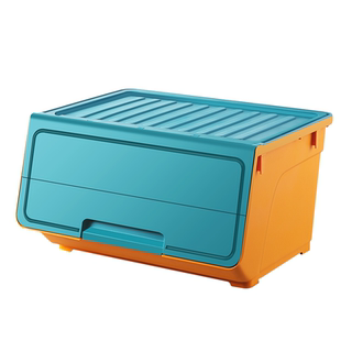 前开式收纳箱翻盖儿童玩具收纳盒塑料家用装零食书本储物盒整理柜