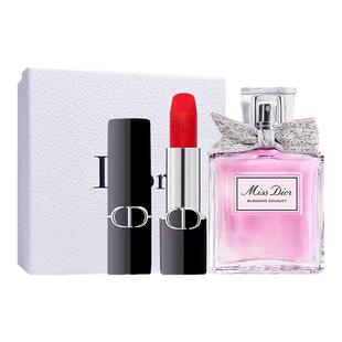 【自营】Dior/迪奥口红香水套装礼盒丝绒999花漾淡香水
