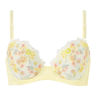 华歌尔Wing内衣女聚拢显大防空杯日系刺绣可爱蕾丝性感纯欲文胸罩