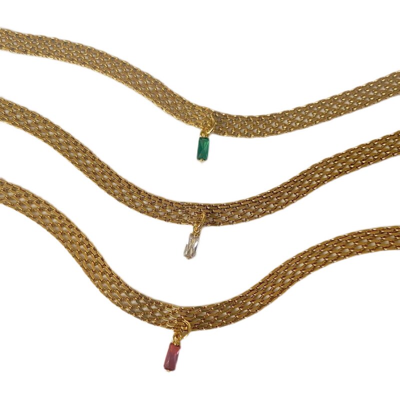 ins小众绿色锆石编织项链choker