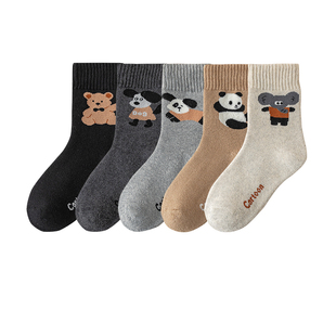 儿童袜子男童秋冬款加绒加厚毛圈中长筒男孩宝宝纯棉抗起球毛巾袜