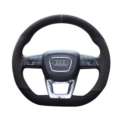 奥迪A4L方向盘套Q3 Q5L Q2L A5 A6L真皮平底超薄翻毛皮把套四季女