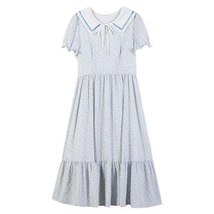 碎花雪纺连衣裙中长款甜美森系少女初中生夏季小清新超仙学生长裙