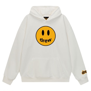 Drew笑脸卫衣加绒连帽外套贾斯丁比伯潮牌秋冬宽松男女情侣款帽衫