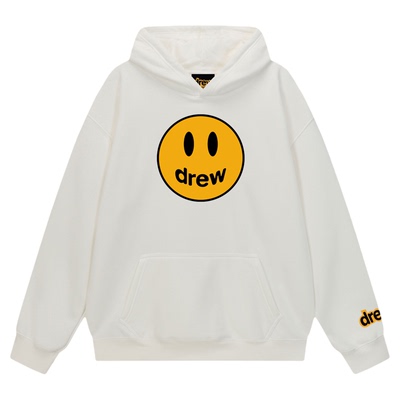 Drew笑脸经典款卫衣加绒连帽帽衫