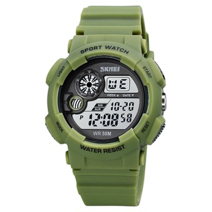 时刻美SKMEI时尚迷彩硅胶表盘户外运动多功能防水男士学生电子表