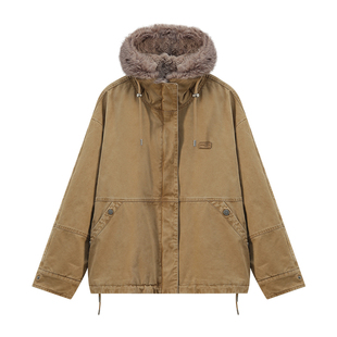 江南先生NewJNXS水洗Vintage全毛内里连帽毛领派克服棉服座山雕冬