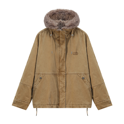 江南先生NewJNXS水洗Vintage全毛内里连帽毛领派克服棉服座山雕冬