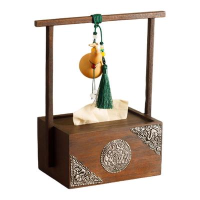 客厅餐厅纸巾盒复古新中式禅意抽纸盒木质轻奢家用茶桌茶几收纳盒