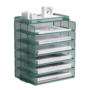 全金属文件架收纳盒桌面资料文件收纳置物架办公室用品大全多层档案分类置物架办公桌面铁艺文件框办公书立架
