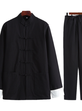 长袖外套青年春秋冬季居士服唐装