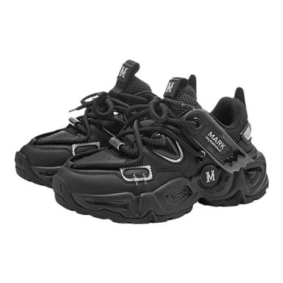 马克华菲朋克老爹鞋男冬季款厚底增高休闲运动鞋男潮流黑武士鞋子