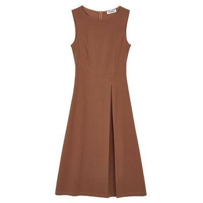 米思阳通勤风A字裙羊毛连衣裙