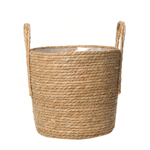 北欧草编花盆花篮藤编手提创意编织绿萝插花绿植田园花盆家居装饰