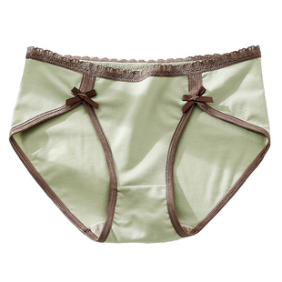 3条装性感内裤女纯棉秋冬中腰全棉裆蕾丝边无痕甜美少女士短裤头