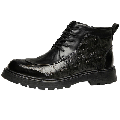 皮靴男款2026新款真皮压纹潮流百搭切尔西短靴英伦风中低帮男靴子