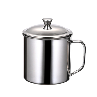 316不锈钢茶缸茶杯怀旧老式大容量好喝水口杯子带盖牛奶杯刻名字