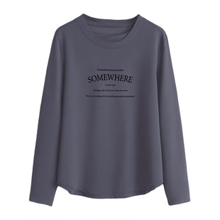 弧形下摆长袖T恤女士秋冬新款洋气设计感小众上衣显瘦内搭打底衫