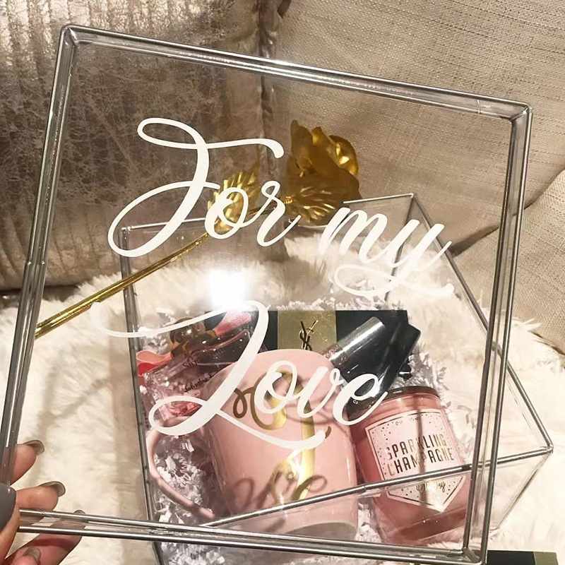 透明亚克力盒伴手礼盒盖商务节日礼品盒玫瑰花礼盒包装盒天地彩