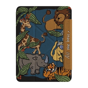 森林小动物拼贴磁吸分离可拆卸iPadAir6保护套新款2024适用苹果iPad10代保护壳平板Pro11寸Air5带笔槽10.2女
