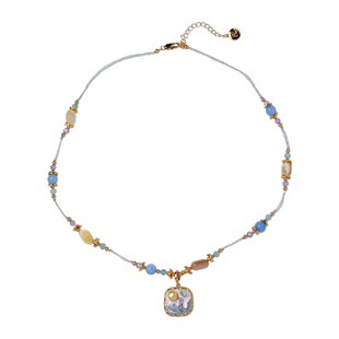 法式重工油画珍珠项链吊坠2026爆款高级感轻奢小众贝母颈链项坠女