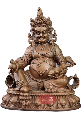 藏传纯铜古色黄财神佛像2寸家用密宗供奉随身财神爷铜像桌面摆件